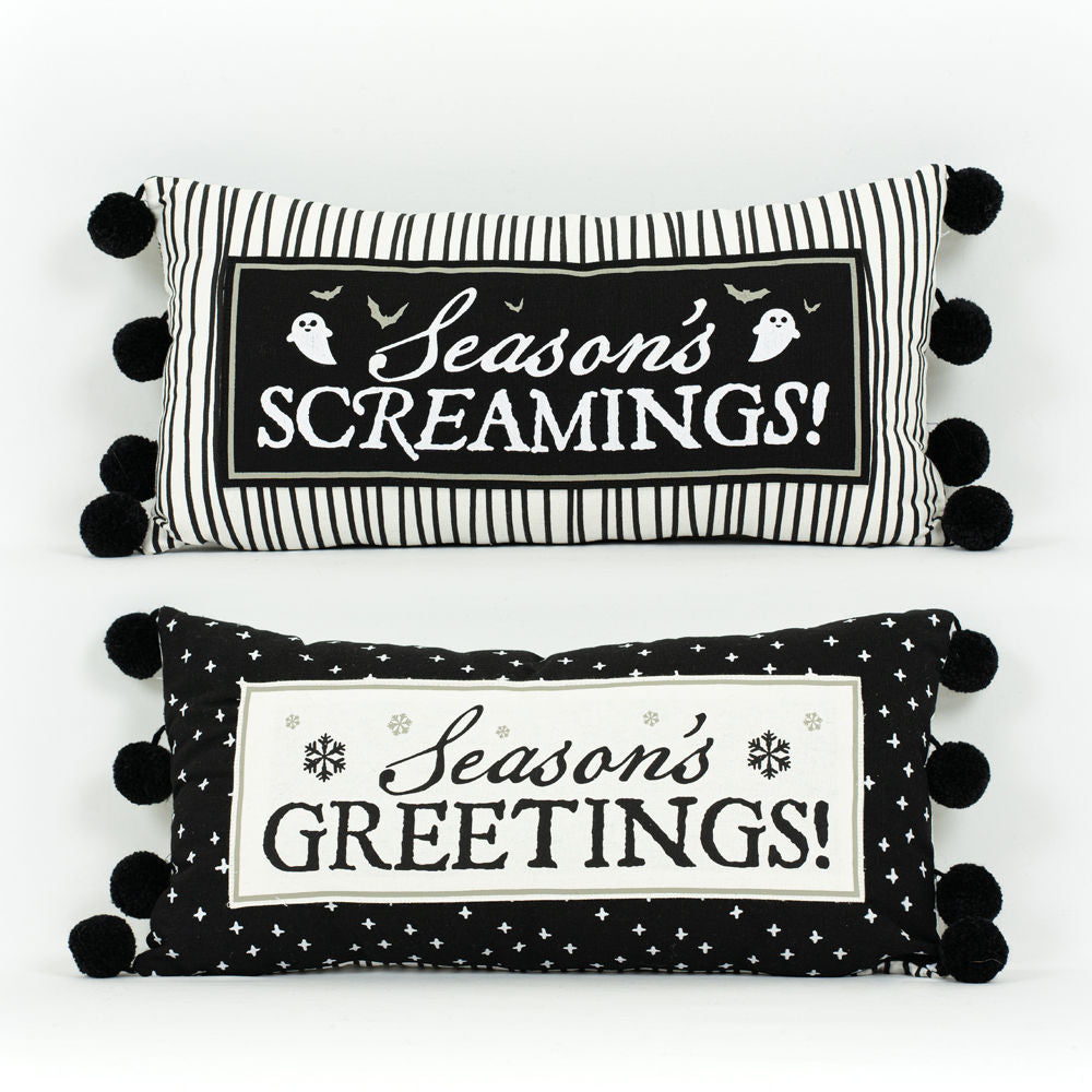 Reversible Linen Pillow (Screams/Greetings) Adams Halloween Adams & Co.   