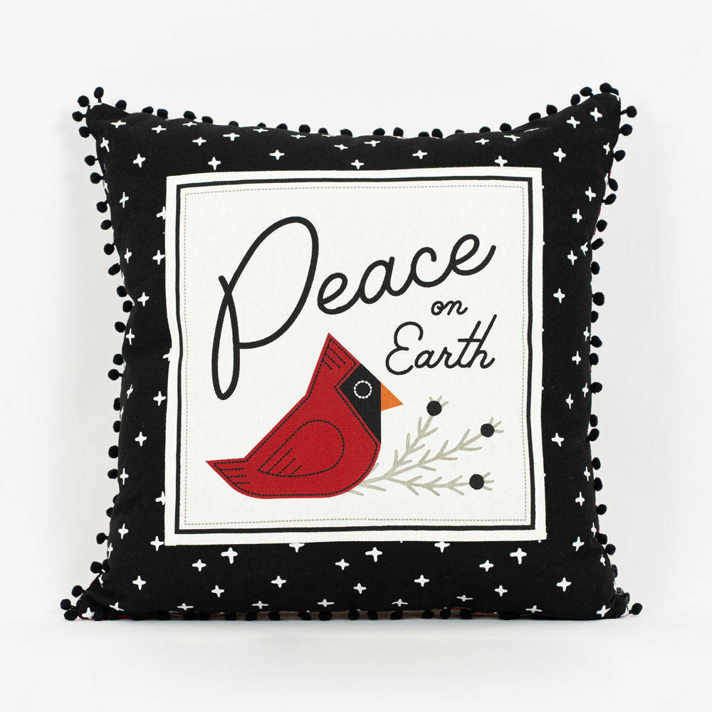 Reversible Linen Pillow Cardinal "Peace" Adams Christmas Adams & Co.   