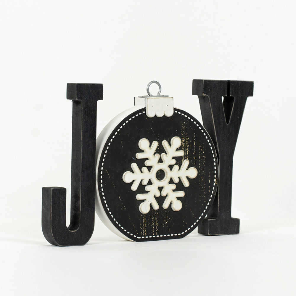 Chunky Wood Cutout w/Ornament (Joy) Reversible Adams Christmas Adams & Co.   