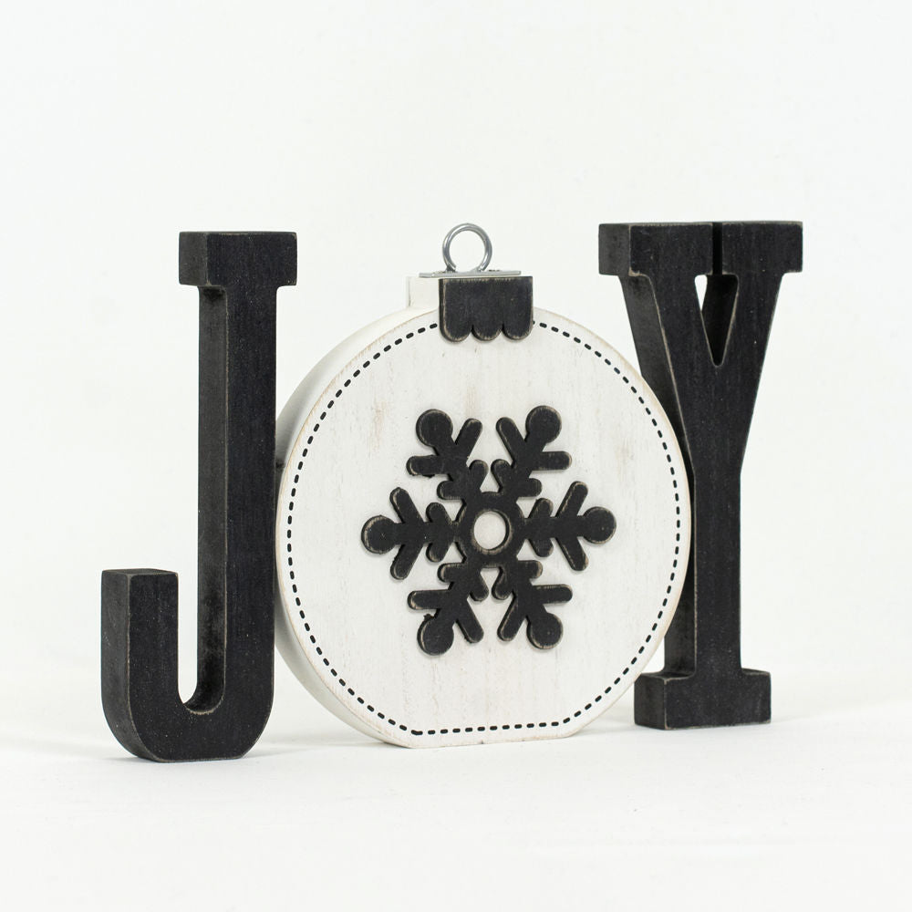 Chunky Wood Cutout w/Ornament (Joy) Reversible Adams Christmas Adams & Co.   