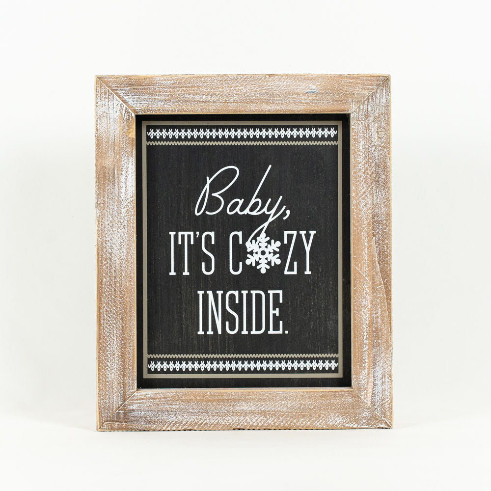 Reversible Wood Framed Sign (Cozy/Don't Worry) Adams Christmas Adams & Co.   