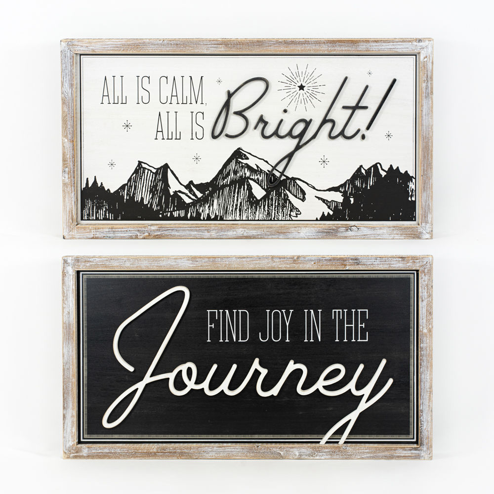 Reversible Wood Framed Sign (Bright/Journey) Adams Christmas Adams & Co.   