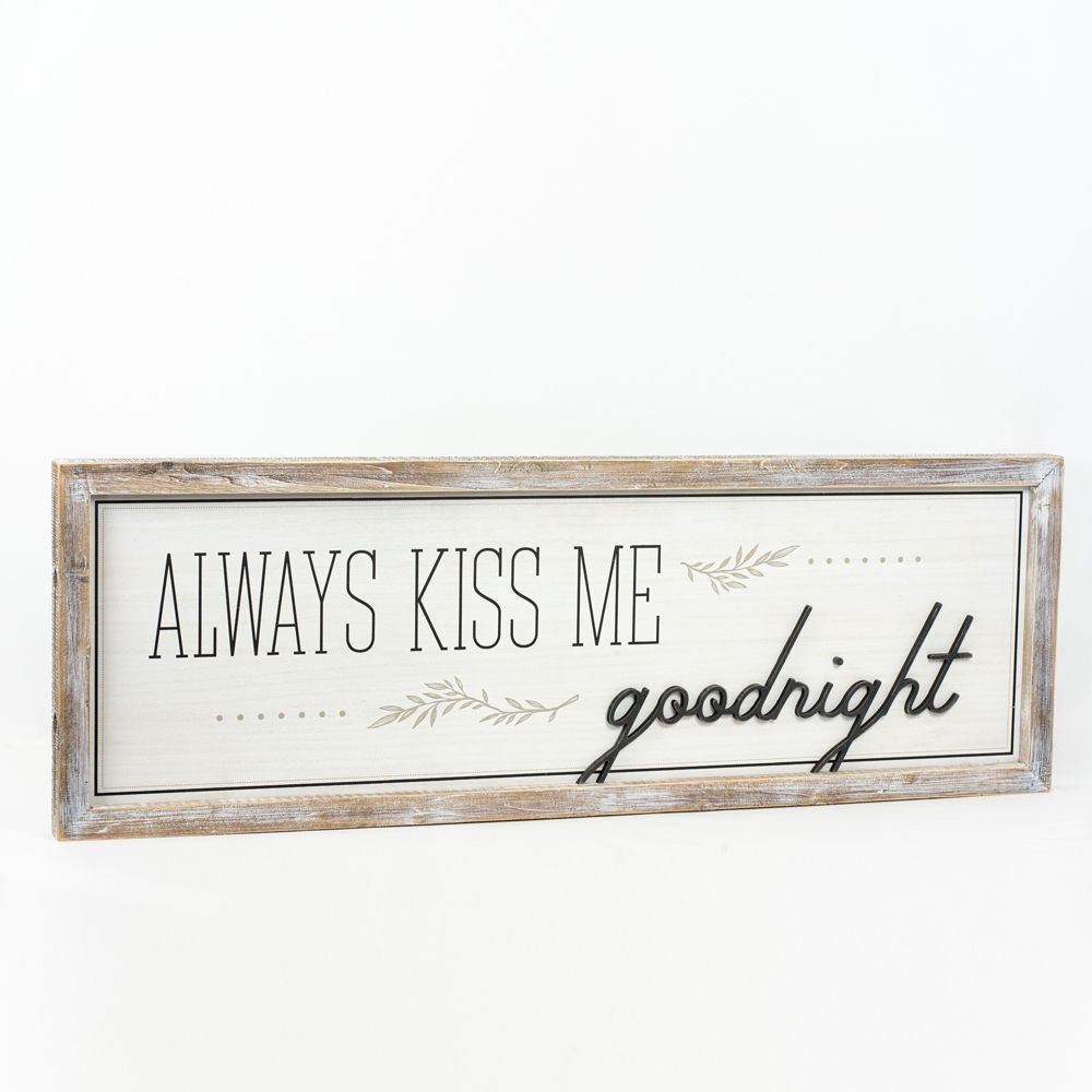 Reversible Wood Framed Sign (Night/Kiss) Adams Christmas Adams & Co.   