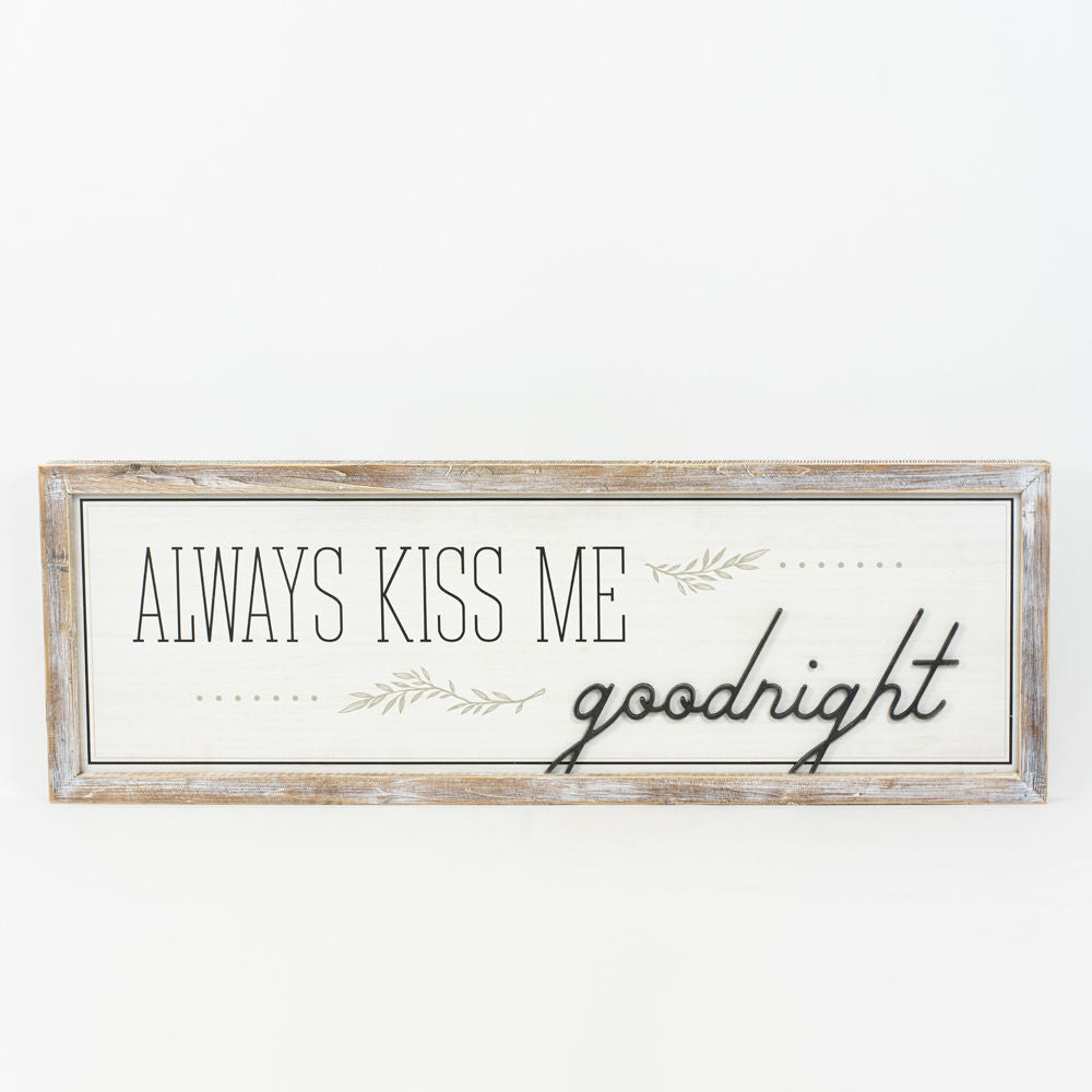 Reversible Wood Framed Sign (Night/Kiss) Adams Christmas Adams & Co.   