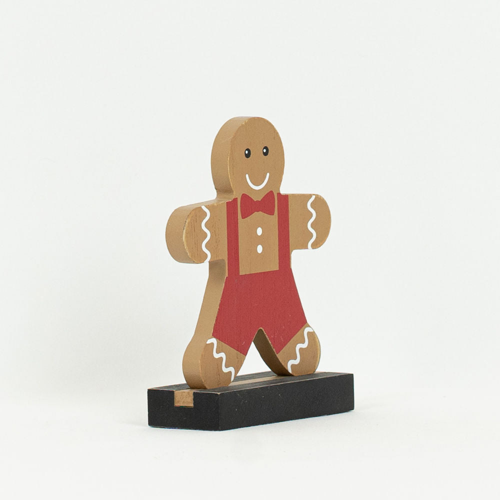 Wood Cutout Gingerbread on Base (Boy) Bn/Rd/ Adams Christmas Adams & Co.   