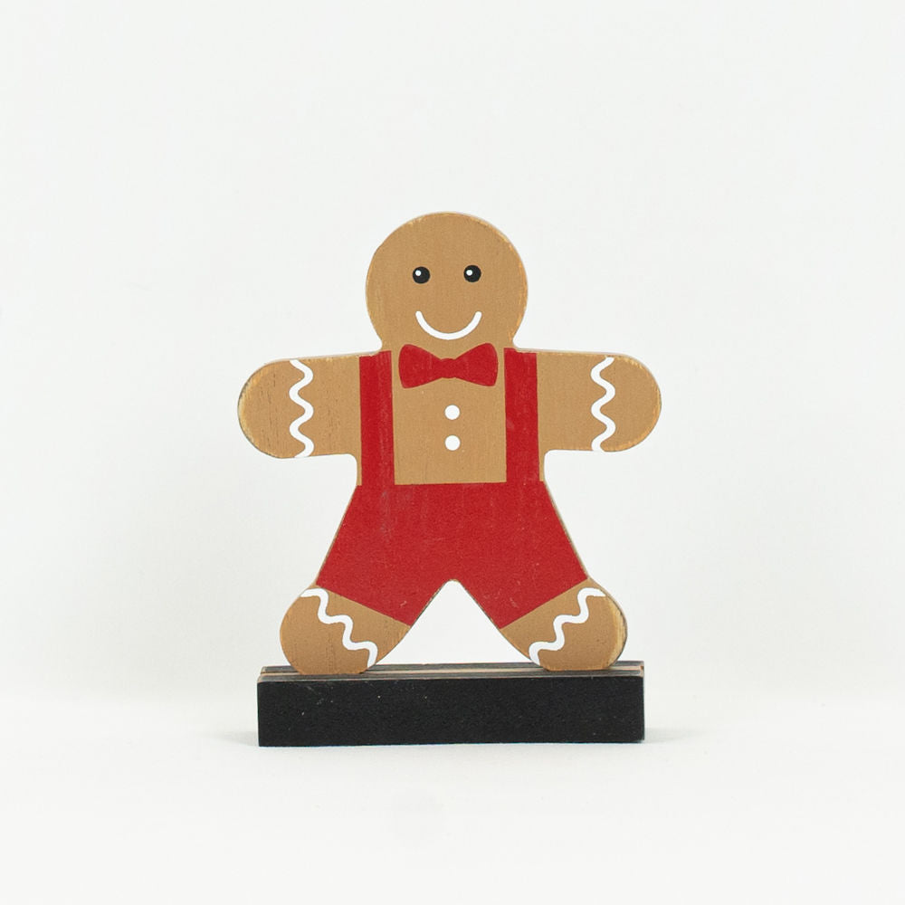 Wood Cutout Gingerbread on Base (Boy) Bn/Rd/ Adams Christmas Adams & Co.   