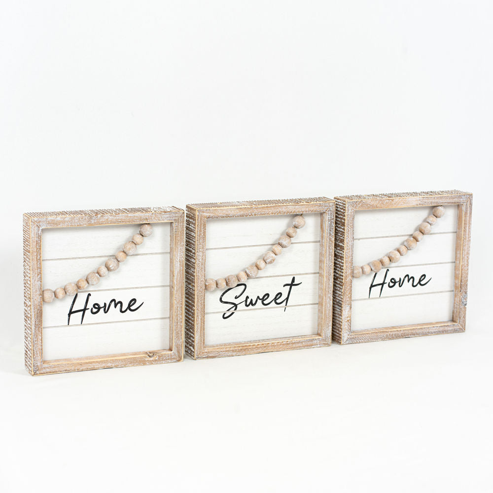 Reversible Wood Framed Beaded Shiplap Sign S/3 (Merry/Home) Adams Christmas Adams & Co.   