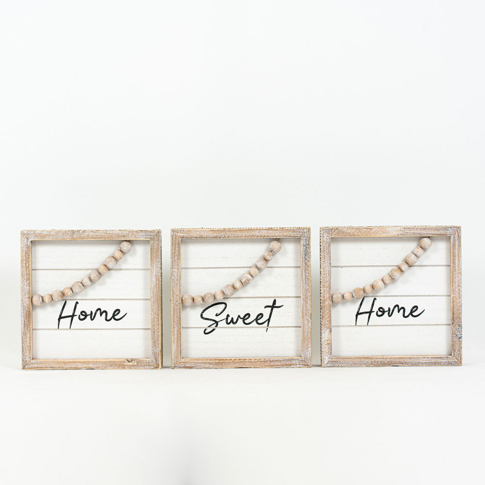 Reversible Wood Framed Beaded Shiplap Sign S/3 (Merry/Home) Adams Christmas Adams & Co.   