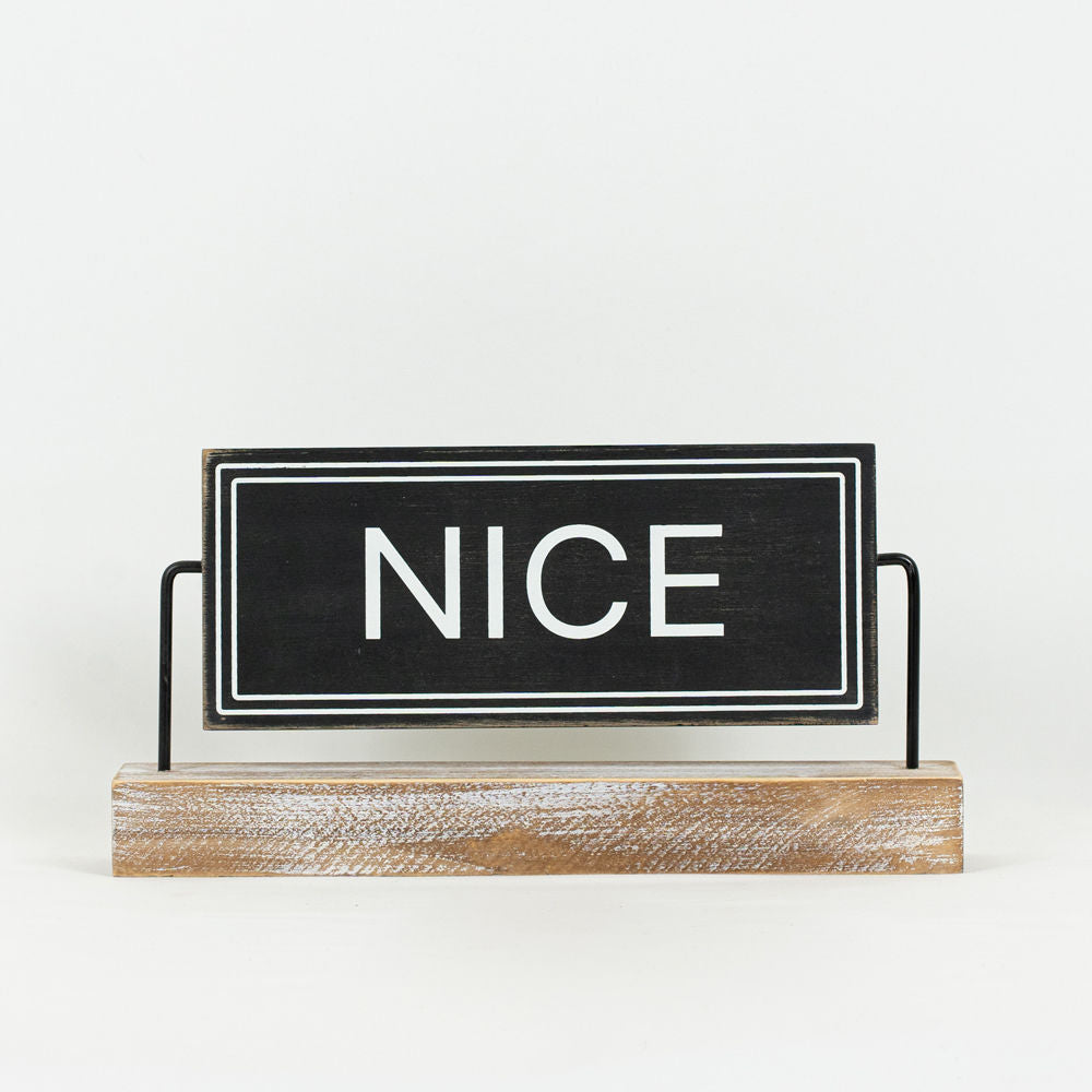 Reversible Wood Sign on Stand (Naughty/Nice) Adams Christmas Adams & Co.   