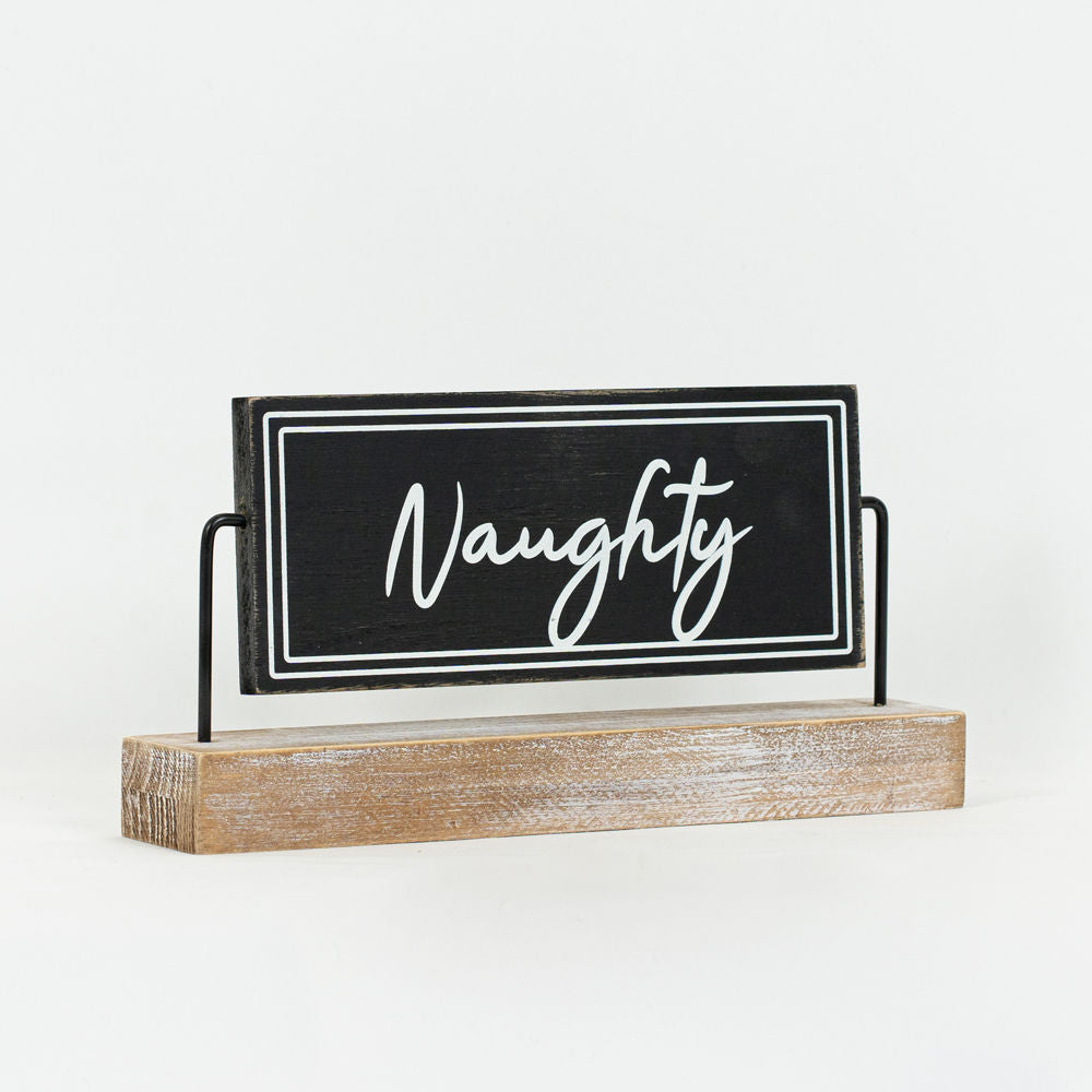 Reversible Wood Sign on Stand (Naughty/Nice) Adams Christmas Adams & Co.   