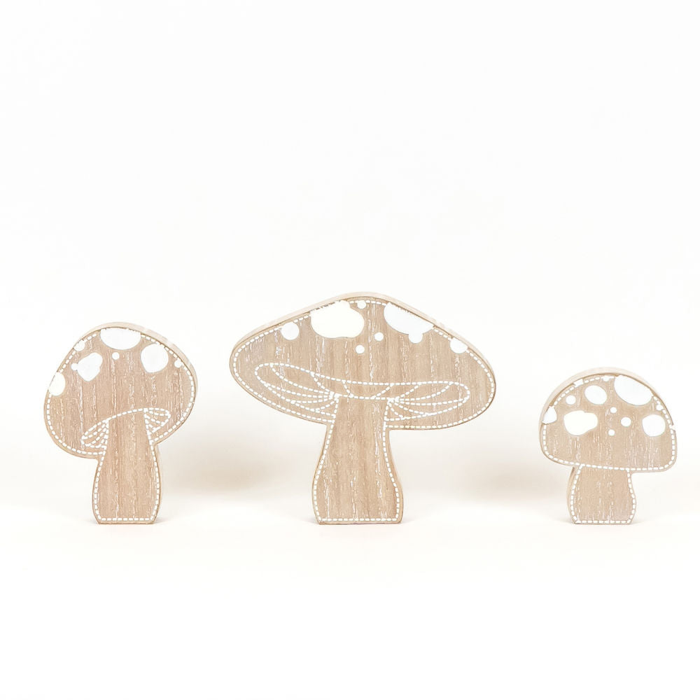 Reversible Chucky Wood Shape S/3 Natural Wood Mushrooms Adams Summer Adams & Co.   