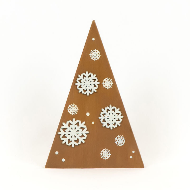 Reversible Chunky Wood Tree Snowflakes - Brown Adams Christmas Adams & Co.   