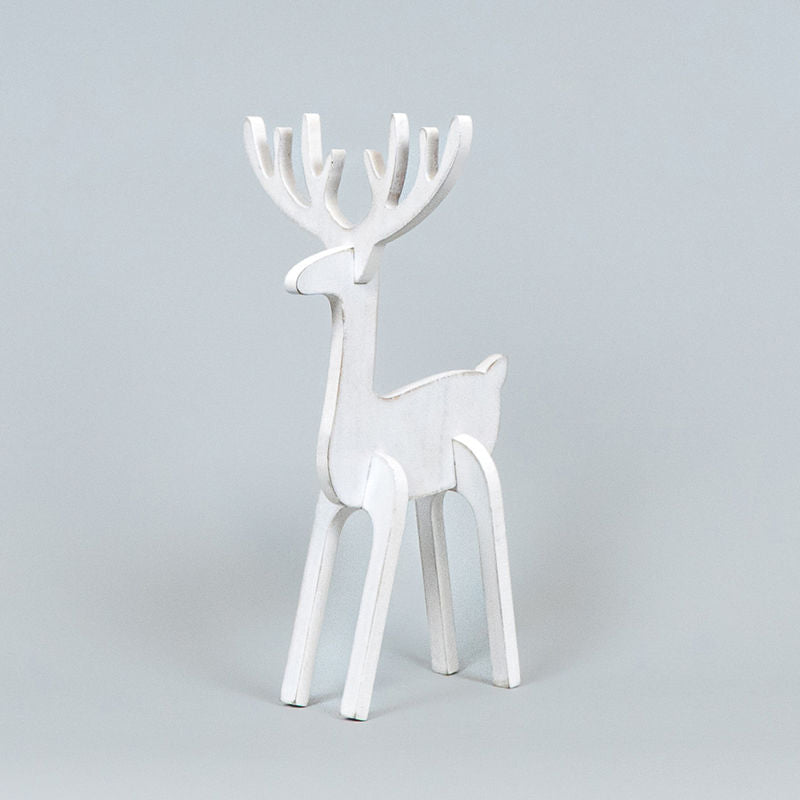 Wood Cutout (Reindeer) White Adams Christmas Adams & Co.   