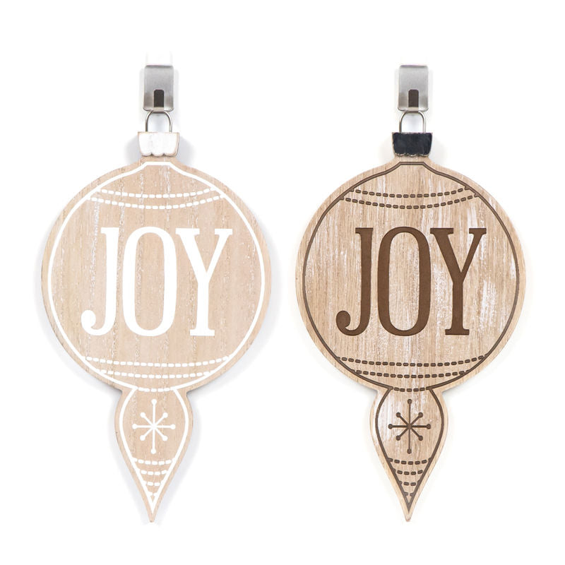 Wood Ornament (Joy) Natural/White/Black Adams Christmas Adams & Co.   