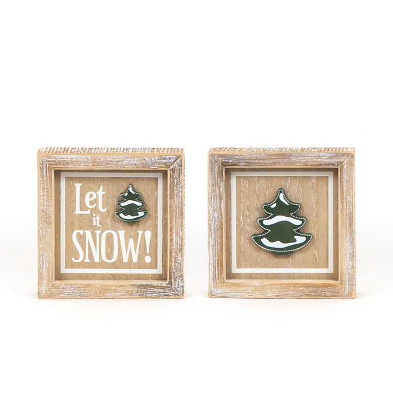 Reversible Wood Framed Sign (Snow/Tree) Natural/White/Green Adams Christmas Adams & Co.   