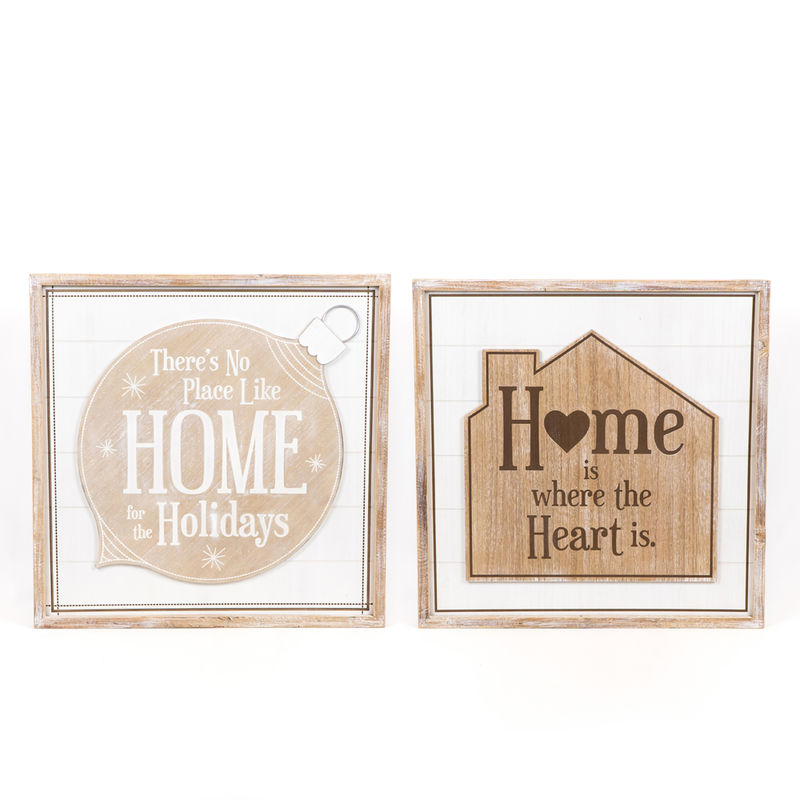 Reversible Wood Sign Home Holidays/Heart Adams Christmas Adams & Co.   