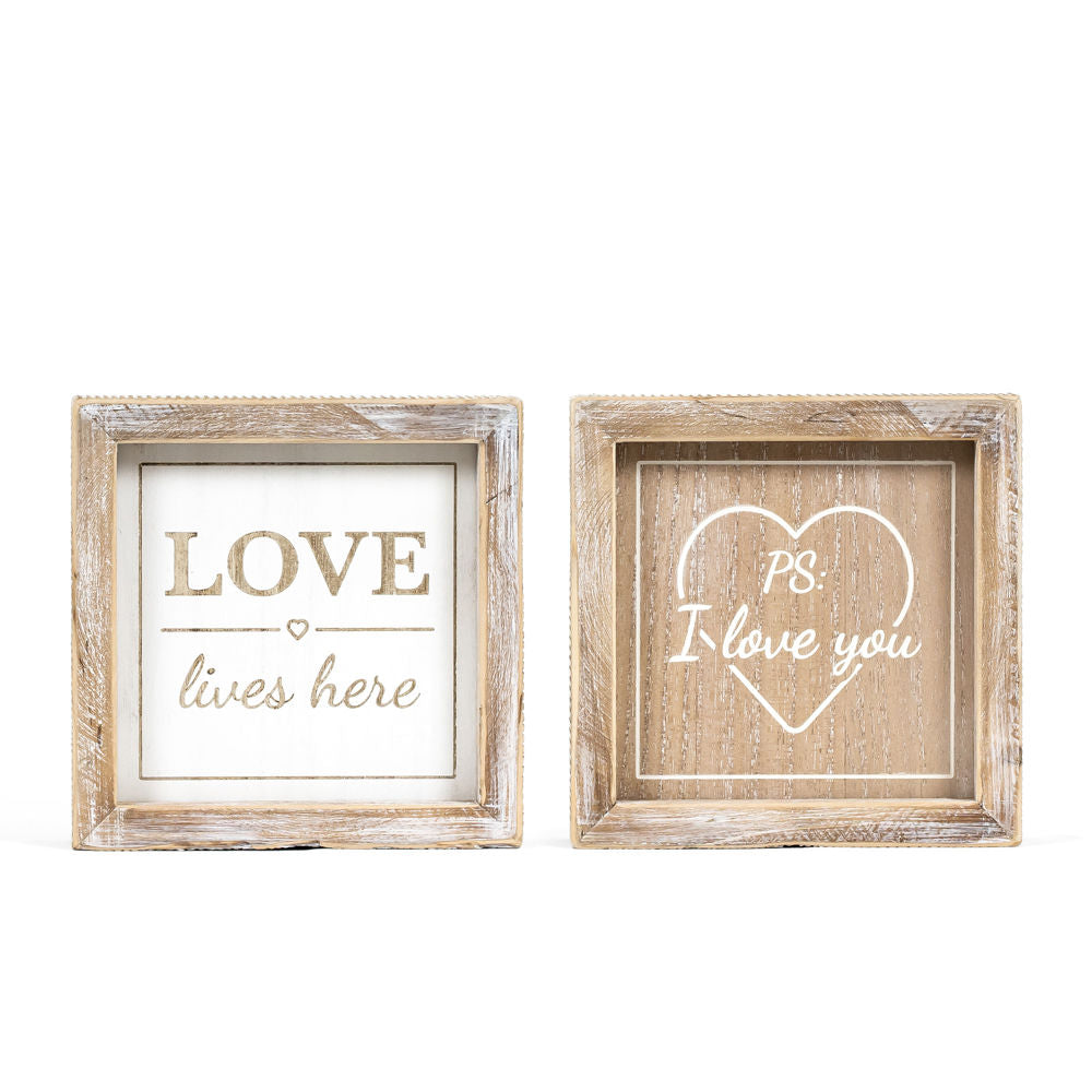 Wood Framed Sign (Love) Natural/White Adams Everyday Adams & Co.   