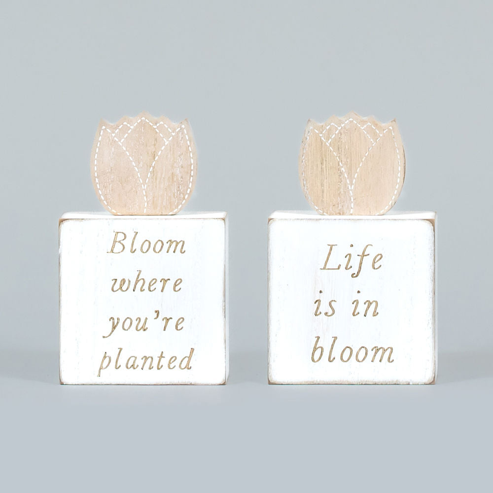 Reversible Wooden Block (Bloom Where You're Planted/Life Bloom) Adams Easter/Spring Adams & Co.   