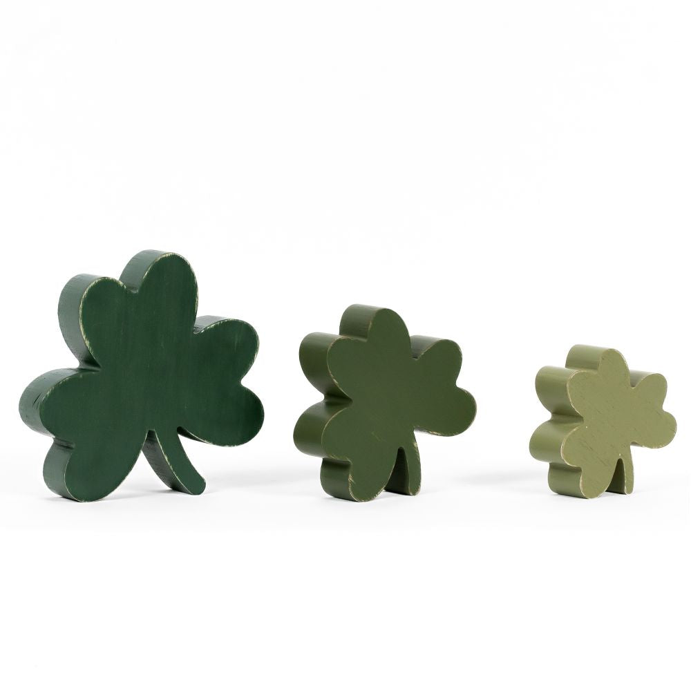 Wood Cutout Shapes Set of Three (SHAMROCK) Green Adams Valentines Adams & Co.   