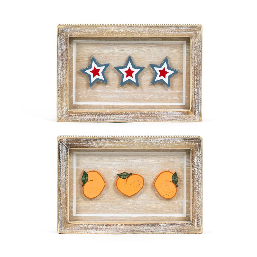 Reversible Wood Frame Sign (Stars/Peaches) Adams Summer Adams & Co.   