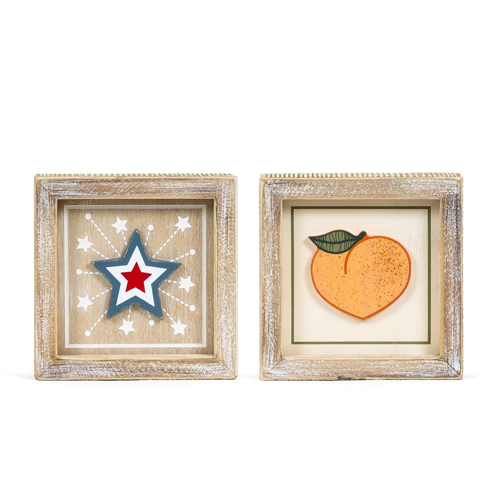 Square Reversible Wood Frame Sign (Star/Peach) Adams Summer Adams & Co.   