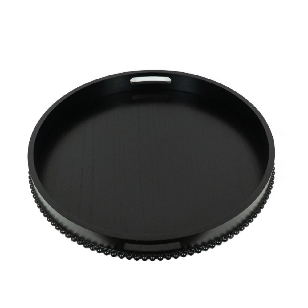 Wood Round Tray, Black Adams Everyday Adams & Co.   