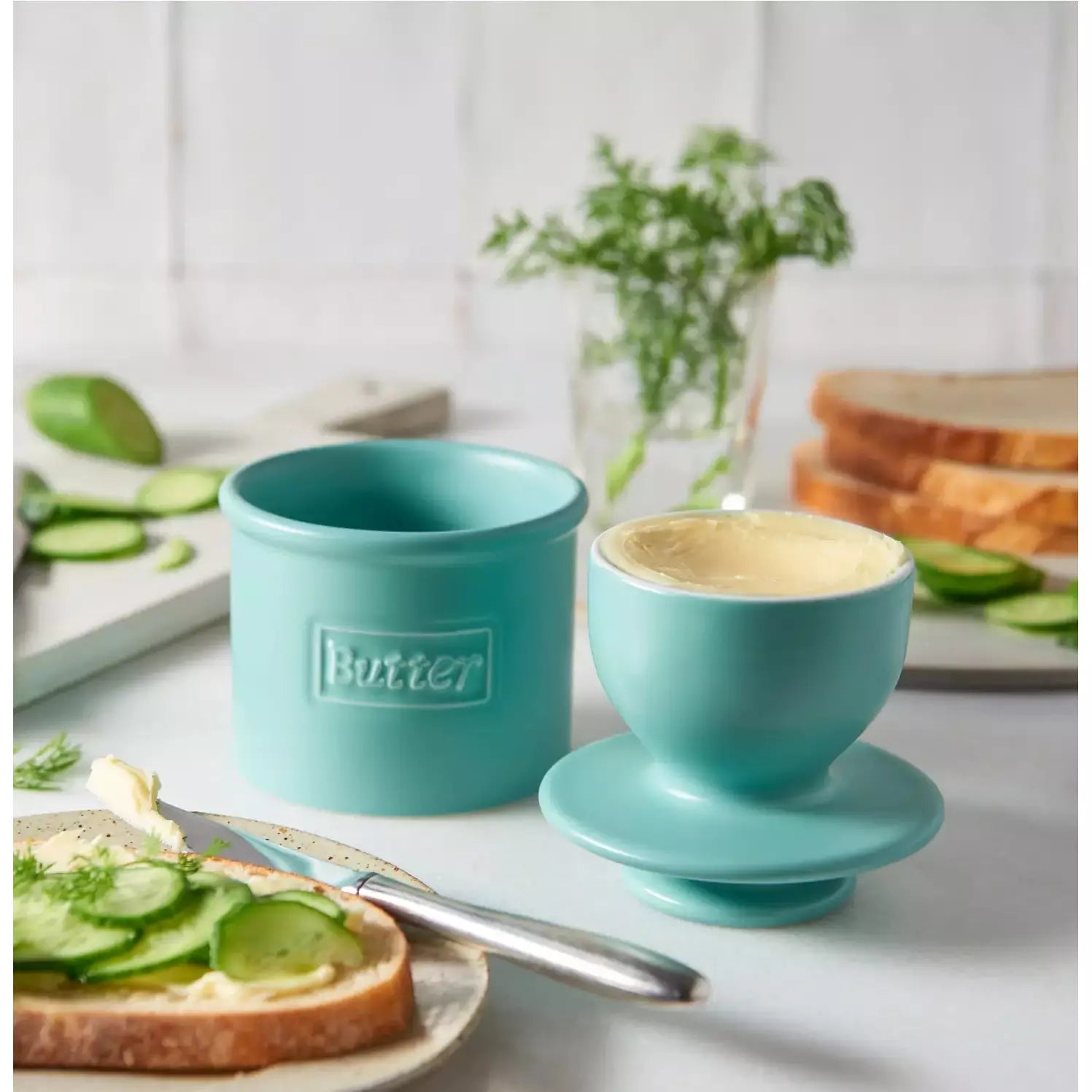 Café Matte Collection Butter Bell Crock - Aqua Matte ' The Original Butter Bell crock   