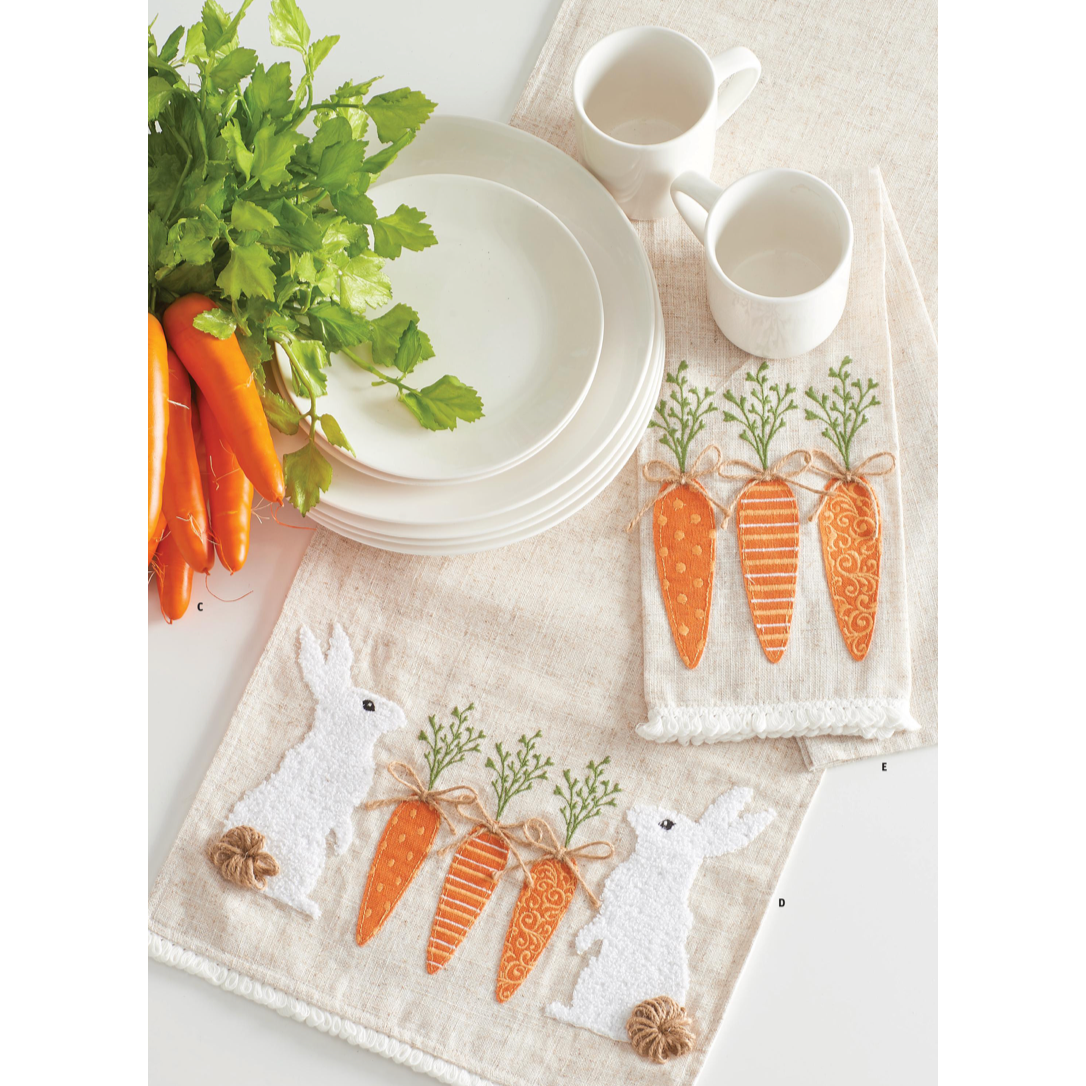 Linen Easter Table Runner - Rabbits & Carrots  K&K   