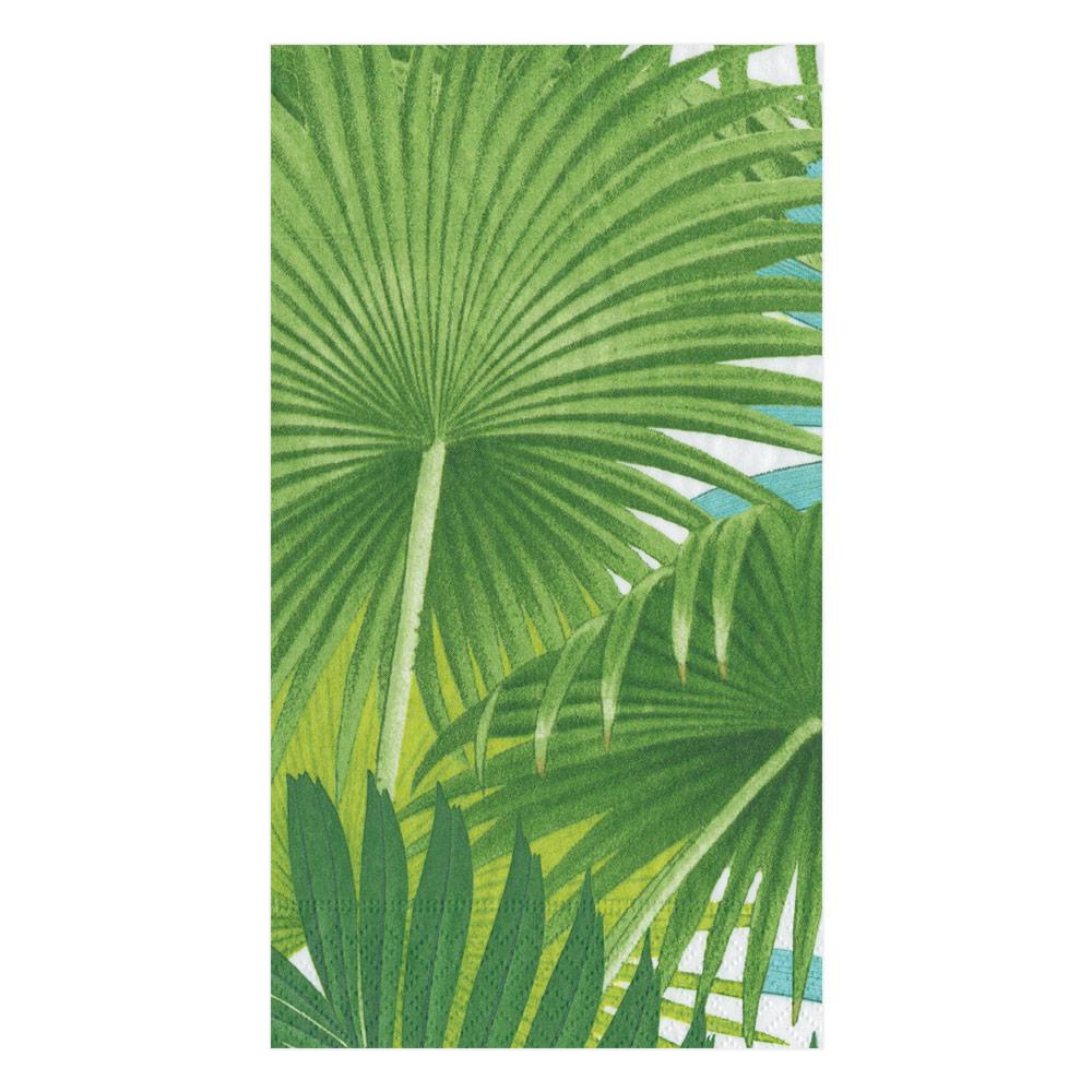 Guest Towel Napkin - Palm Fronds White  Caspari   