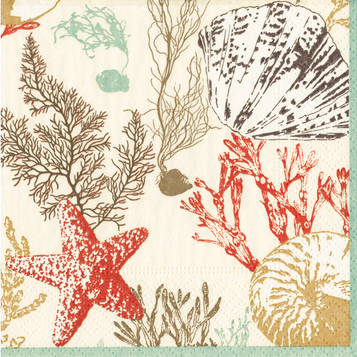 Luncheon Napkin - Marine Study Ivory  Caspari   