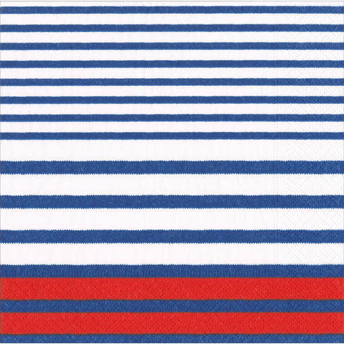 Luncheon Napkin - Breton Stripe-Blue  Caspari   