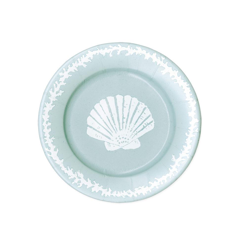 Seychelles Paper Salad & Dessert Plates in Aqua - 8 Per Package  Caspari   