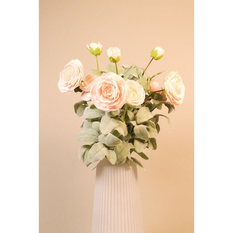 Peach Triple Bloom Ranunculus Stem Artificial Flora K&K   