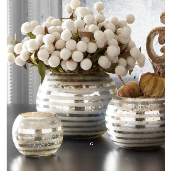 White Pompom Pick w/ Green Leaves Artificial Flora K&K   