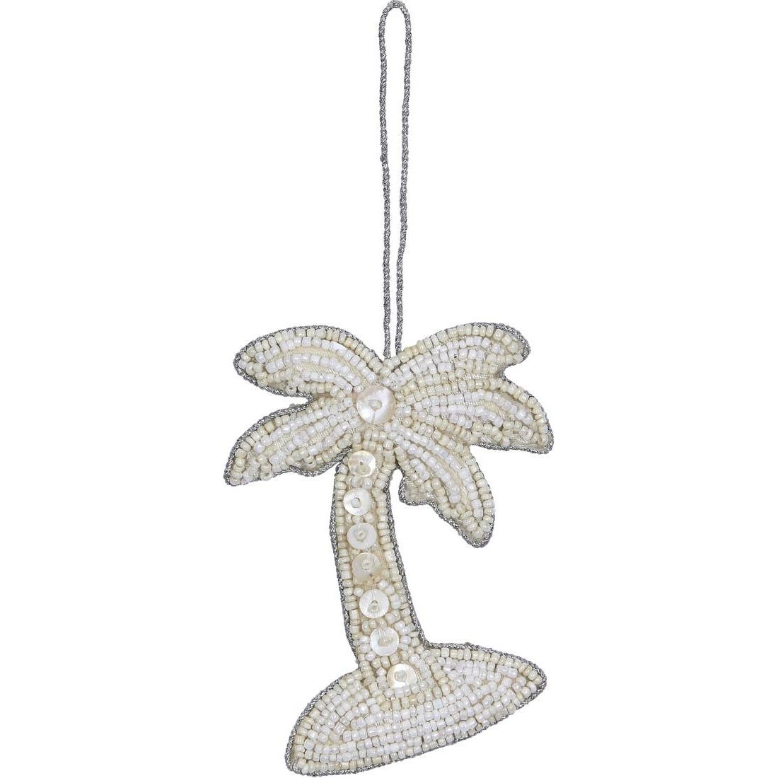 Palm Tree White Mop & Beaded Ornament  HS Seashells   