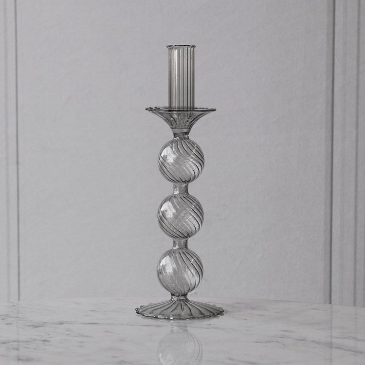 GLASS Cambridge Lucille 3 Ball Candlestick Holder (Light Gray) CANDLESTICK HOLDER Beatriz Ball   