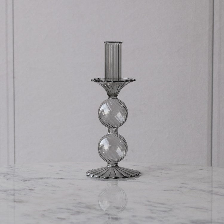 GLASS Cambridge Lucille 2 Ball Candlestick Holder (Light Gray) CANDLESTICK HOLDER Beatriz Ball   