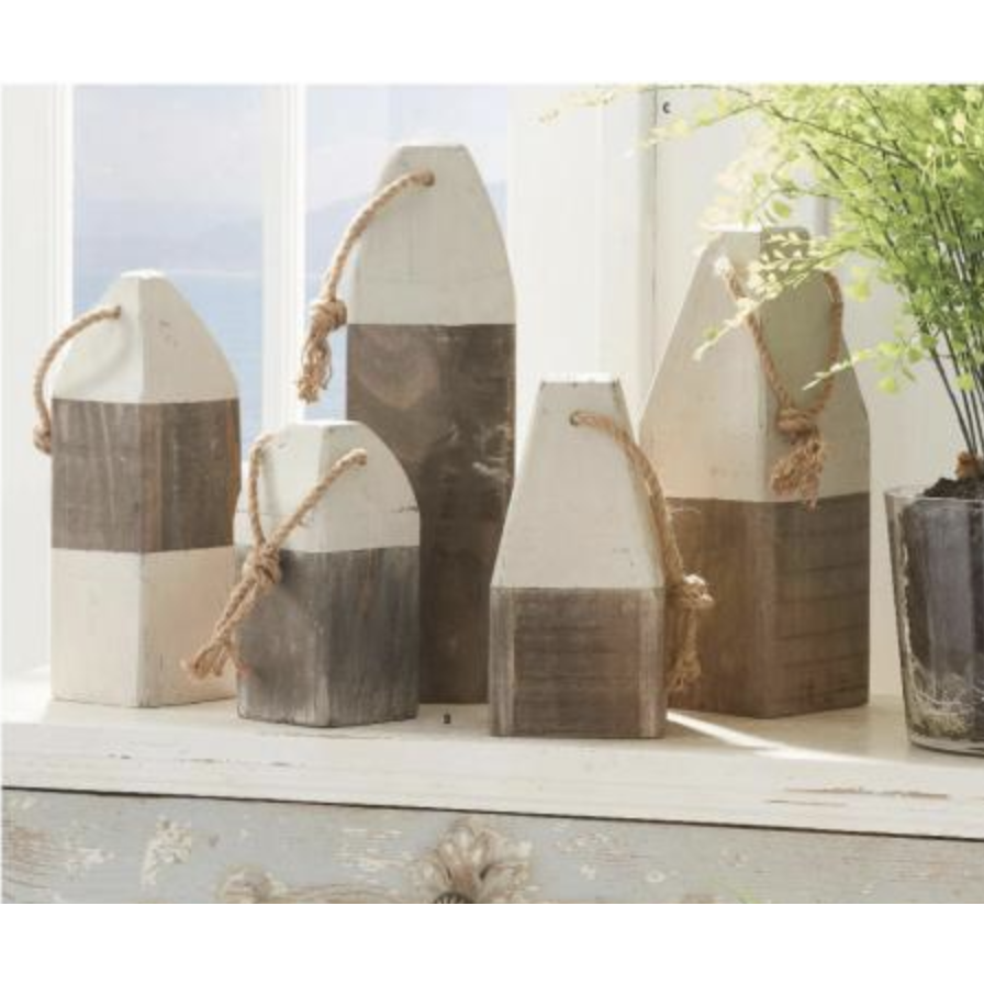 Gray and White Wooden Buoys  K&K   