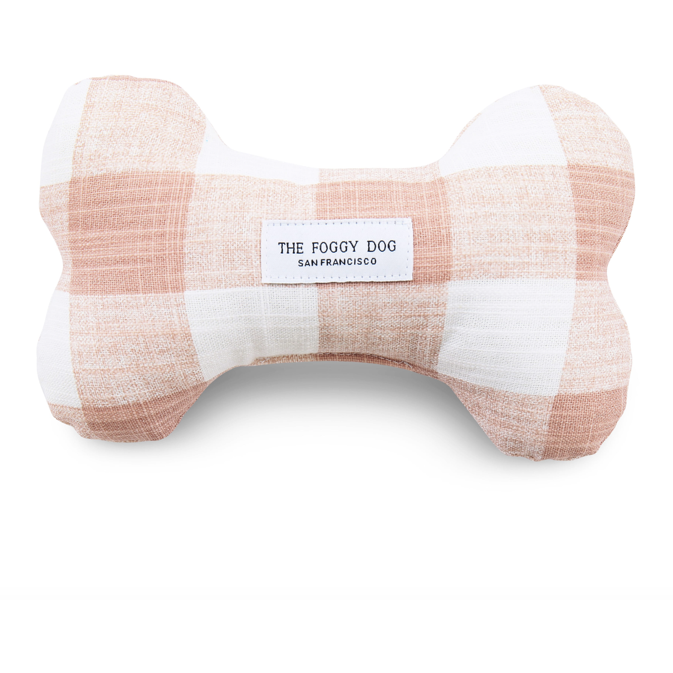 Blush Pink Gingham Dog Bone Squeaky Toy  The Foggy Dog   