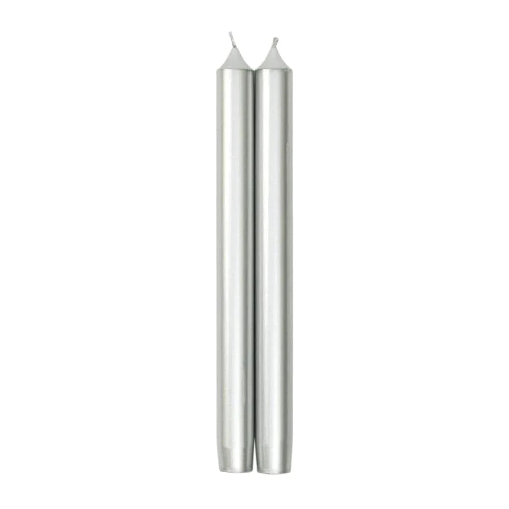 Duet Taper Candle - 10" Pair  Caspari Silver  