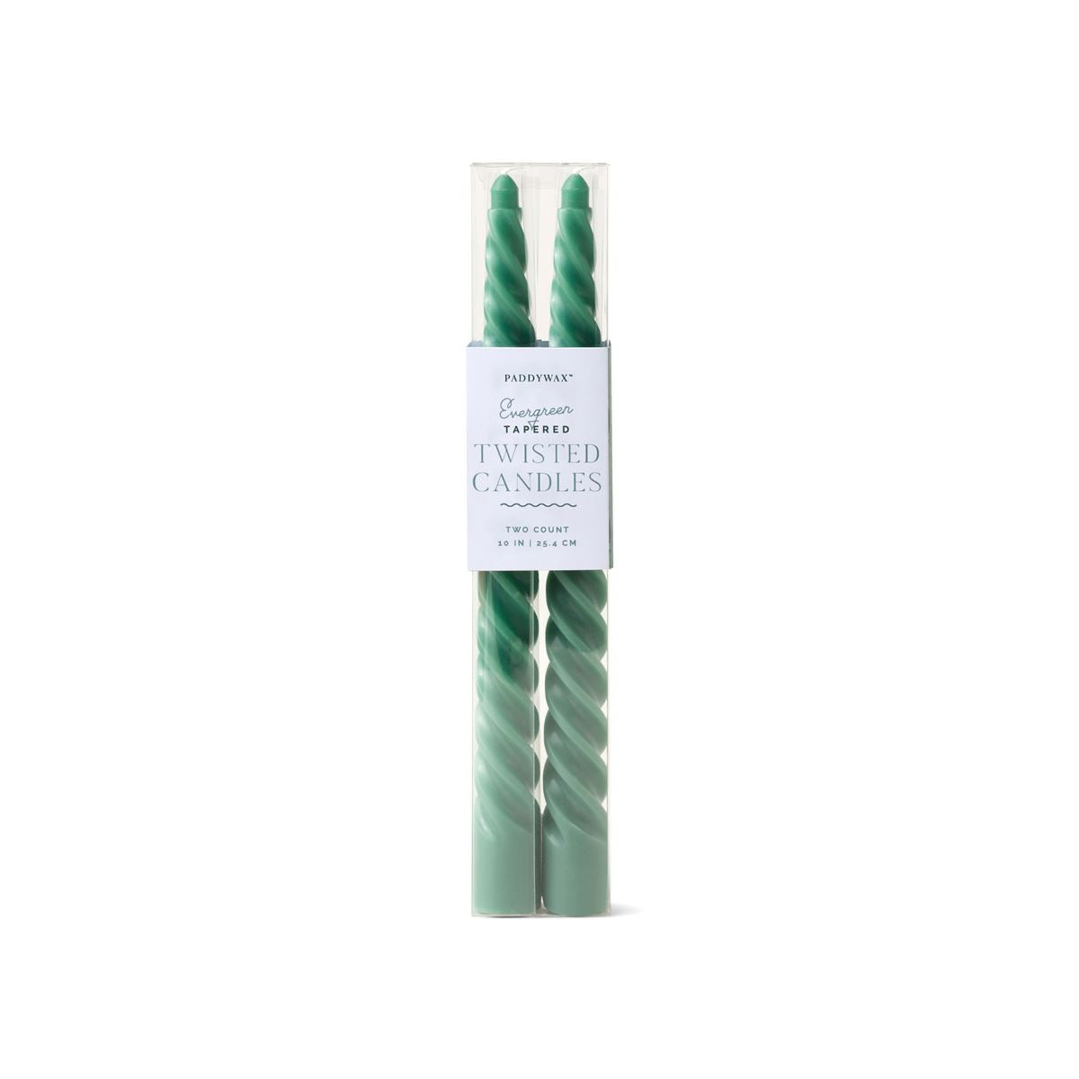 Cypress & Fir - Twisted Tapers 10" Tall Evergreen Candles  Paddywax   