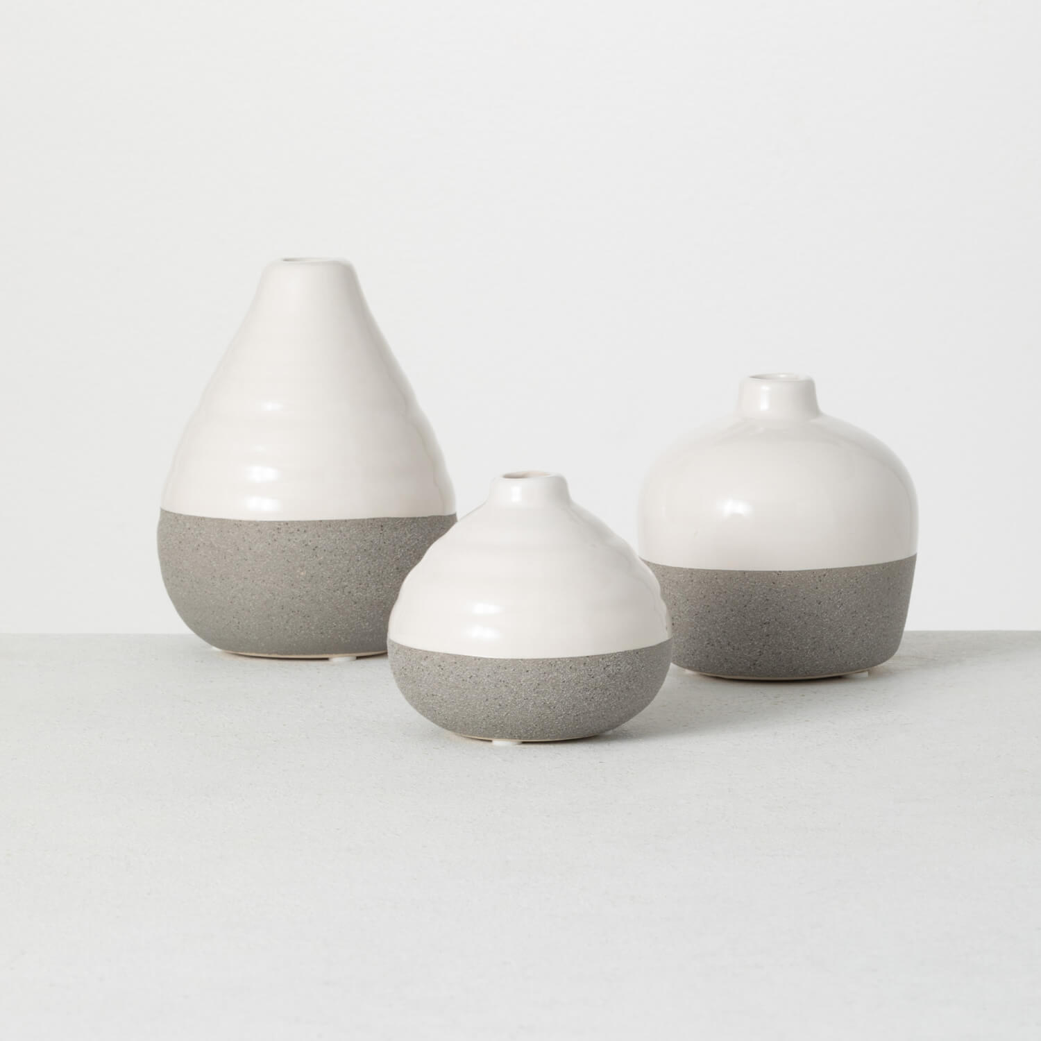 White & Grey Textured Vases  Sullivans   