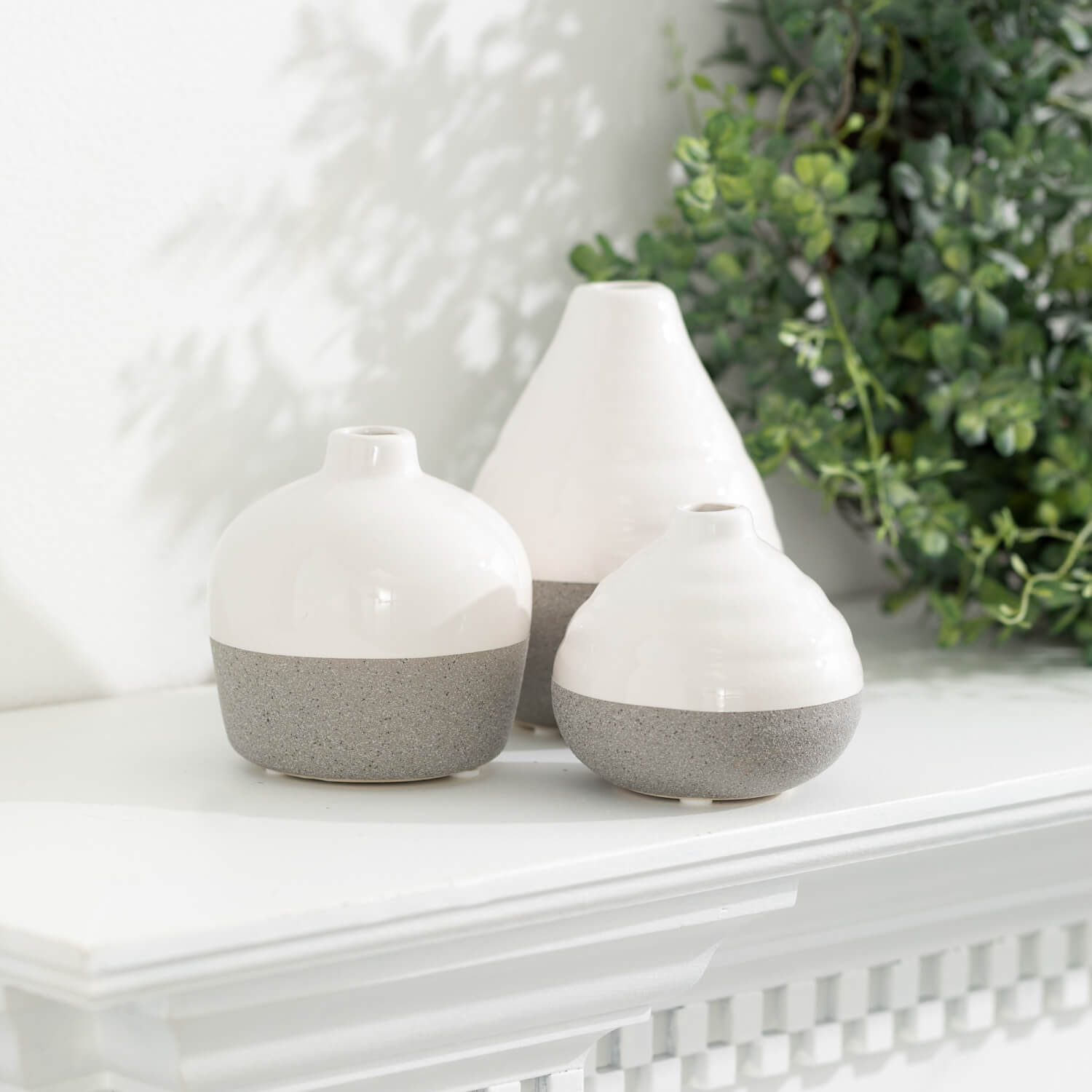 White & Grey Textured Vases  Sullivans   