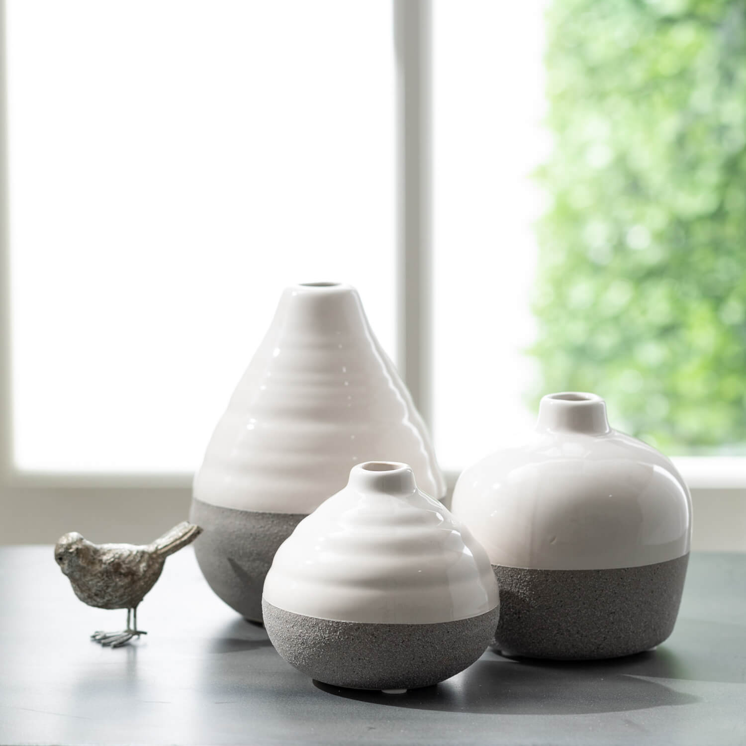 White & Grey Textured Vases  Sullivans   