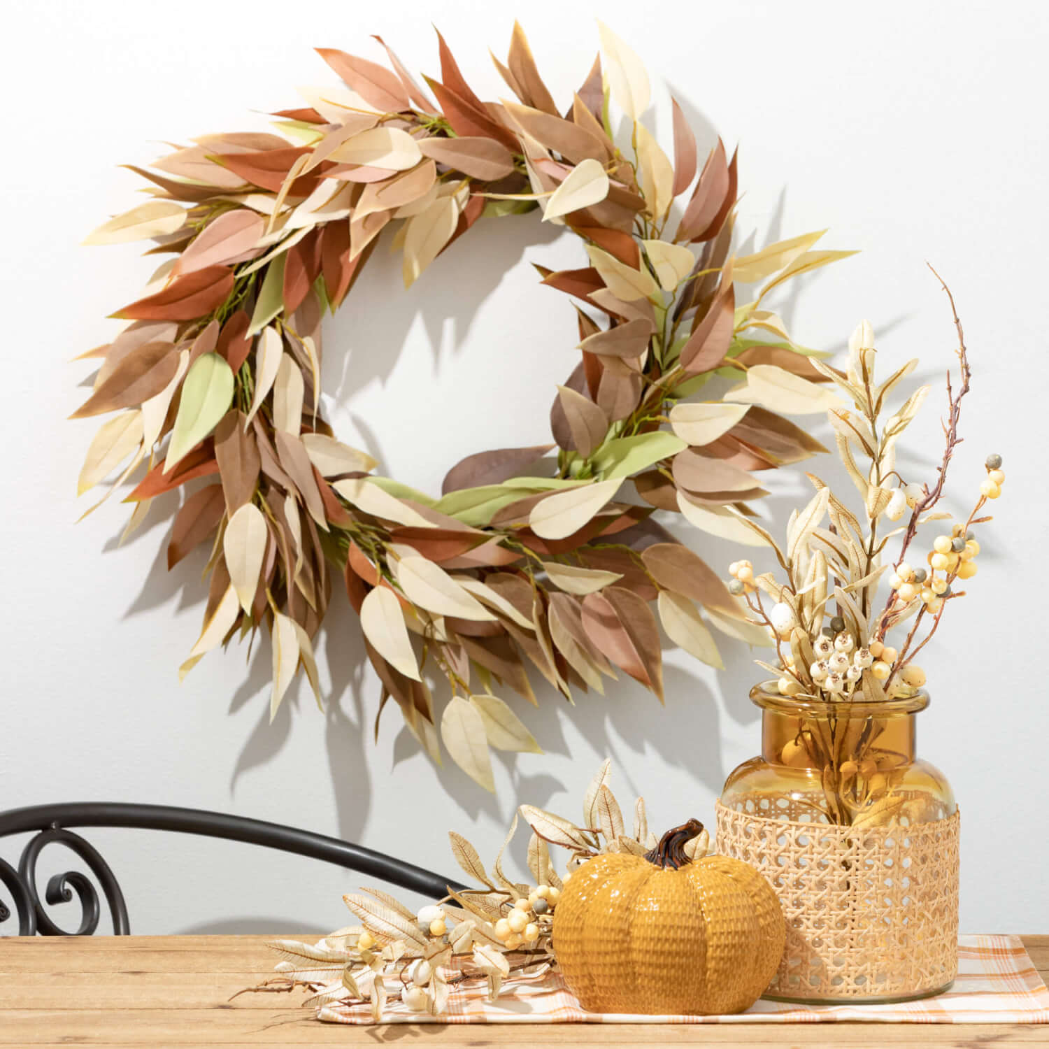 Fall Eucalyptus Wreath Cream  Sullivans   