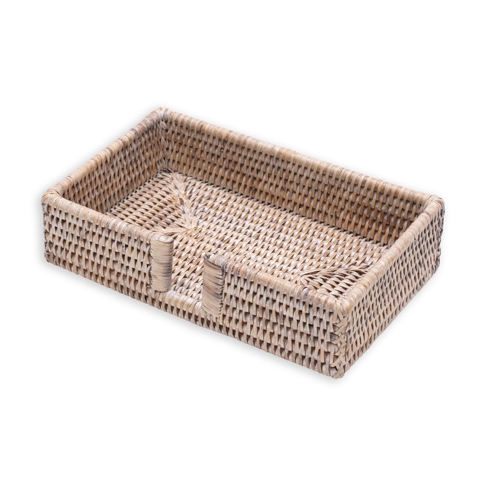 Rattan Guest Napkin Holder - Bleached  Caspari   