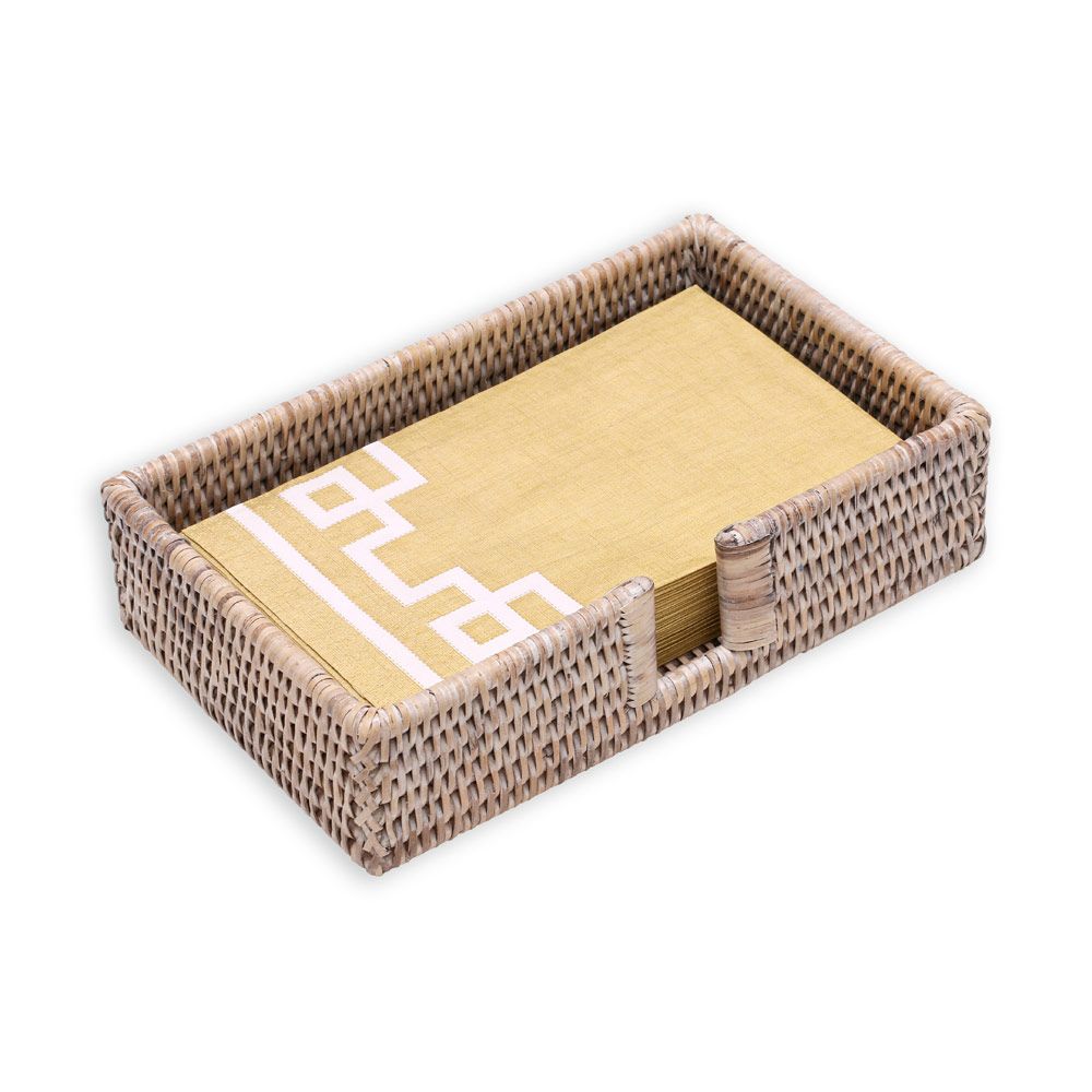 Rattan Guest Napkin Holder - Bleached  Caspari   