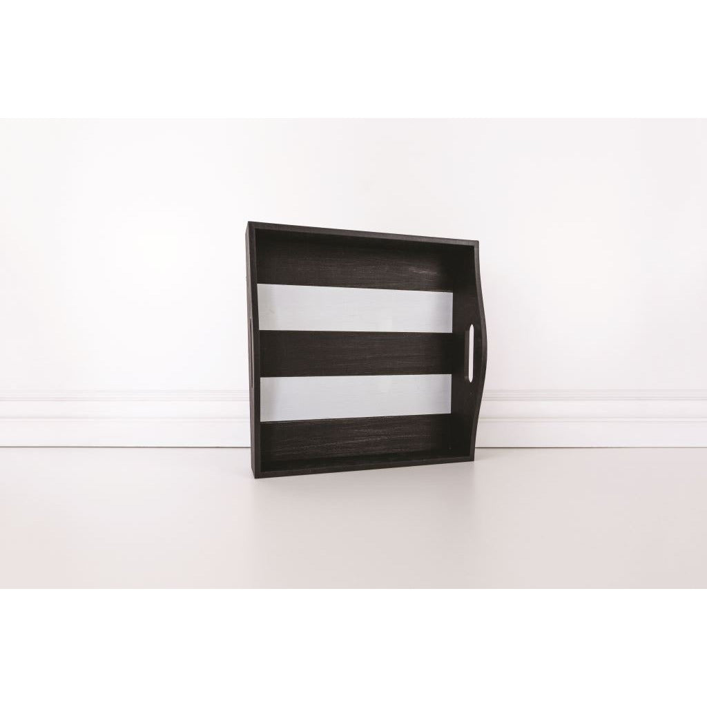 Wood Shiplap Tray, Black/White Adams Everyday Adams & Co.   