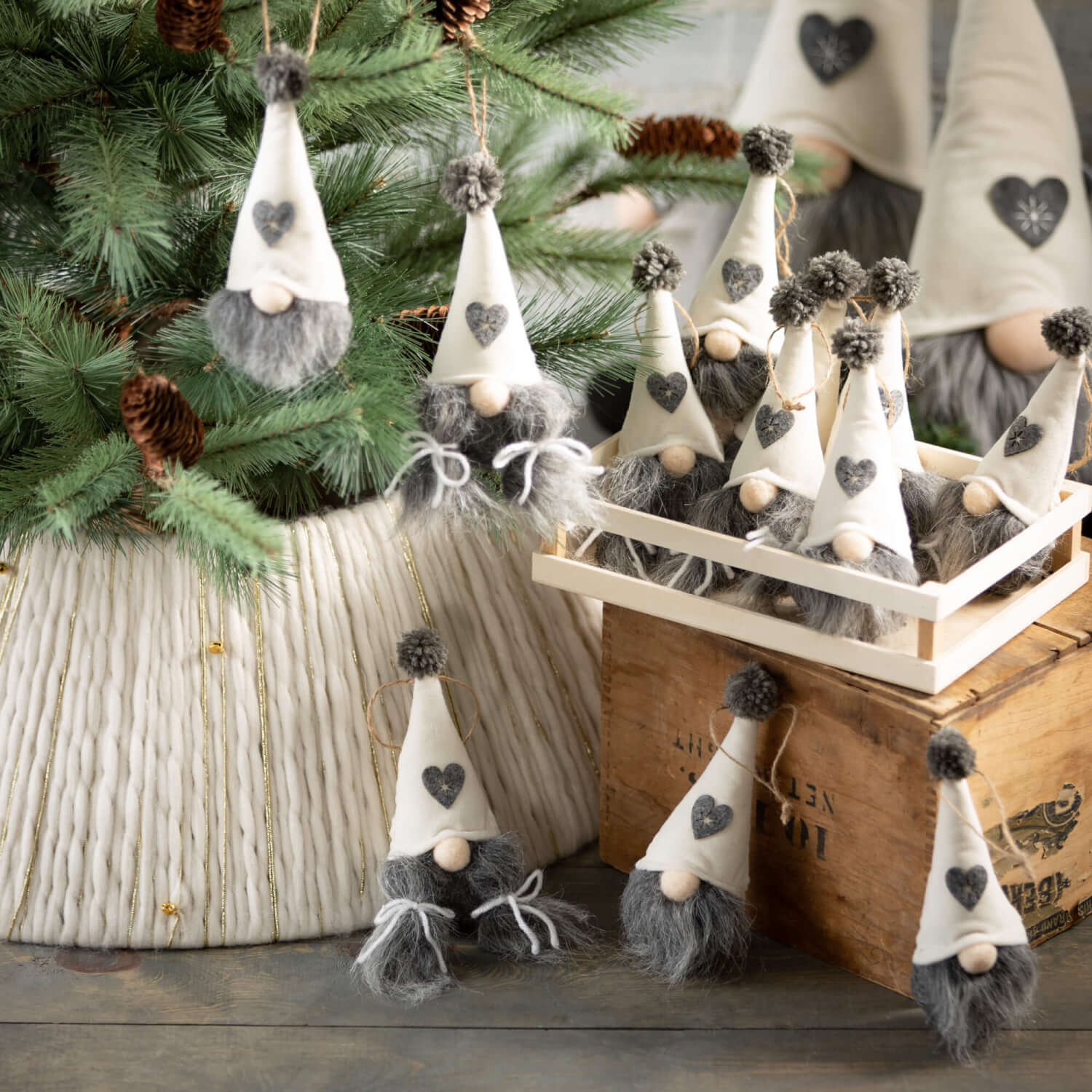 Gnome Ornament - Cream/Grey  Sullivans   