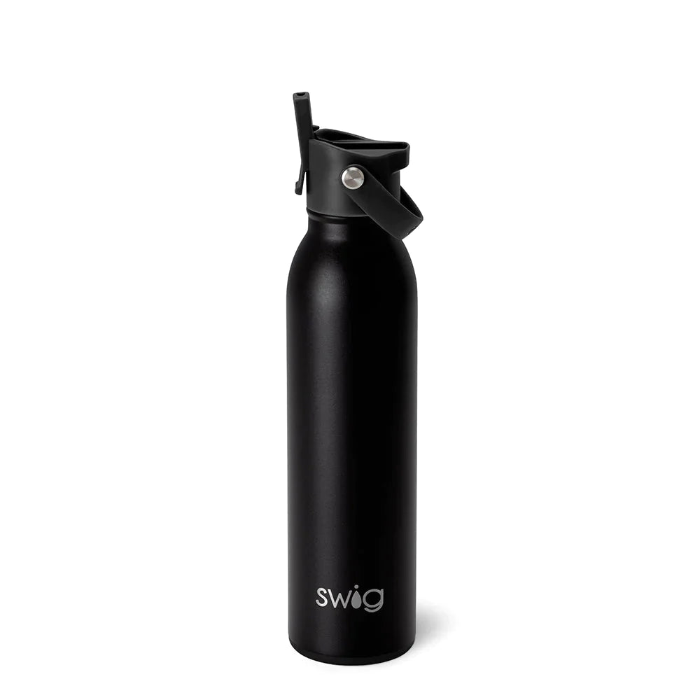 Flip & Sip Water Bottle 20oz - Black  Swig Life   